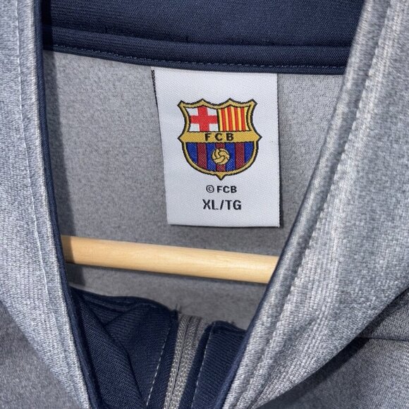 FC Barcelona Grey Warm Up Jacket Full Zip Men's Size XL Extra Large Soccer Mint - Picture 7 of 11